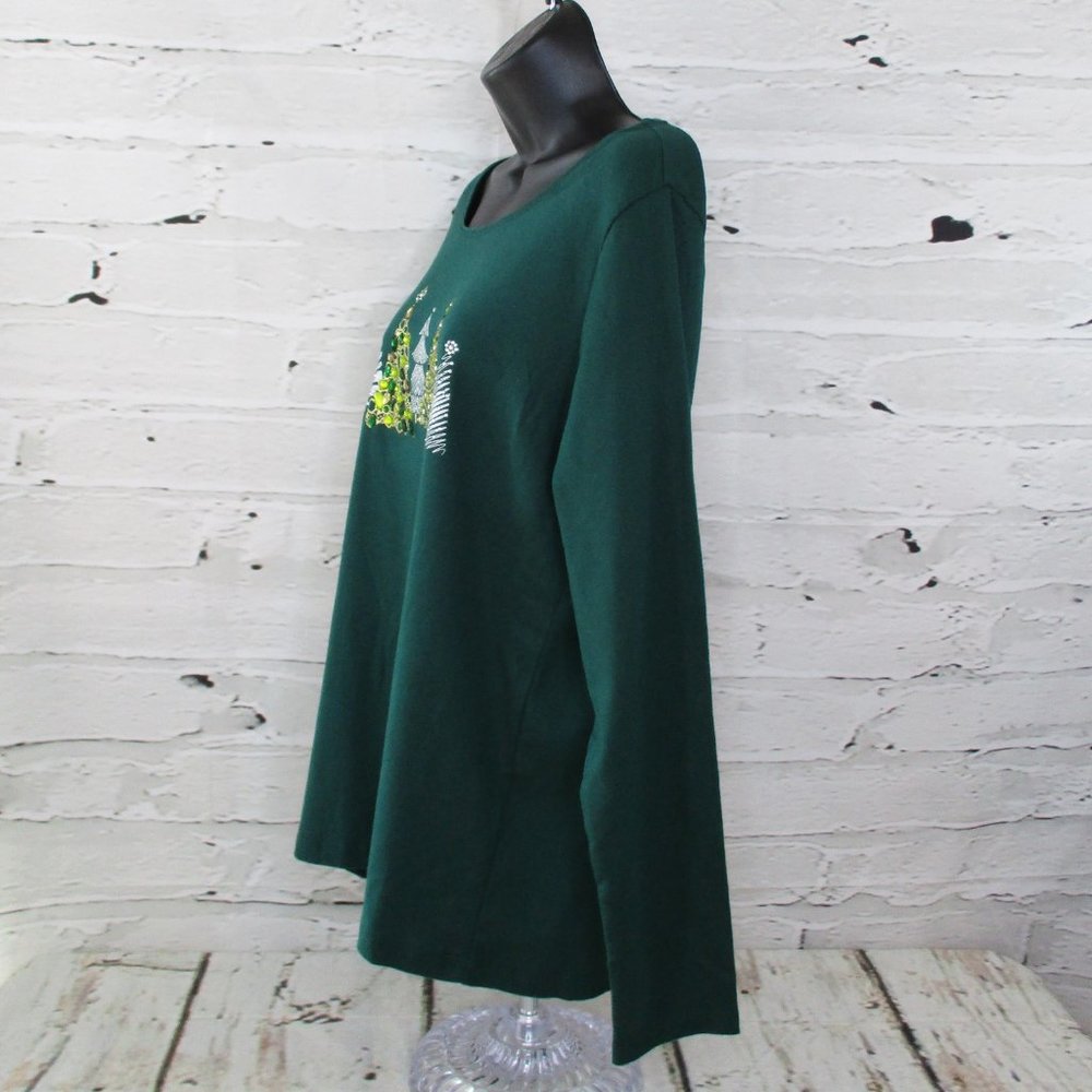 Karen Scott Embellished Holiday Long Sleeve Tee - Picture 5 of 11